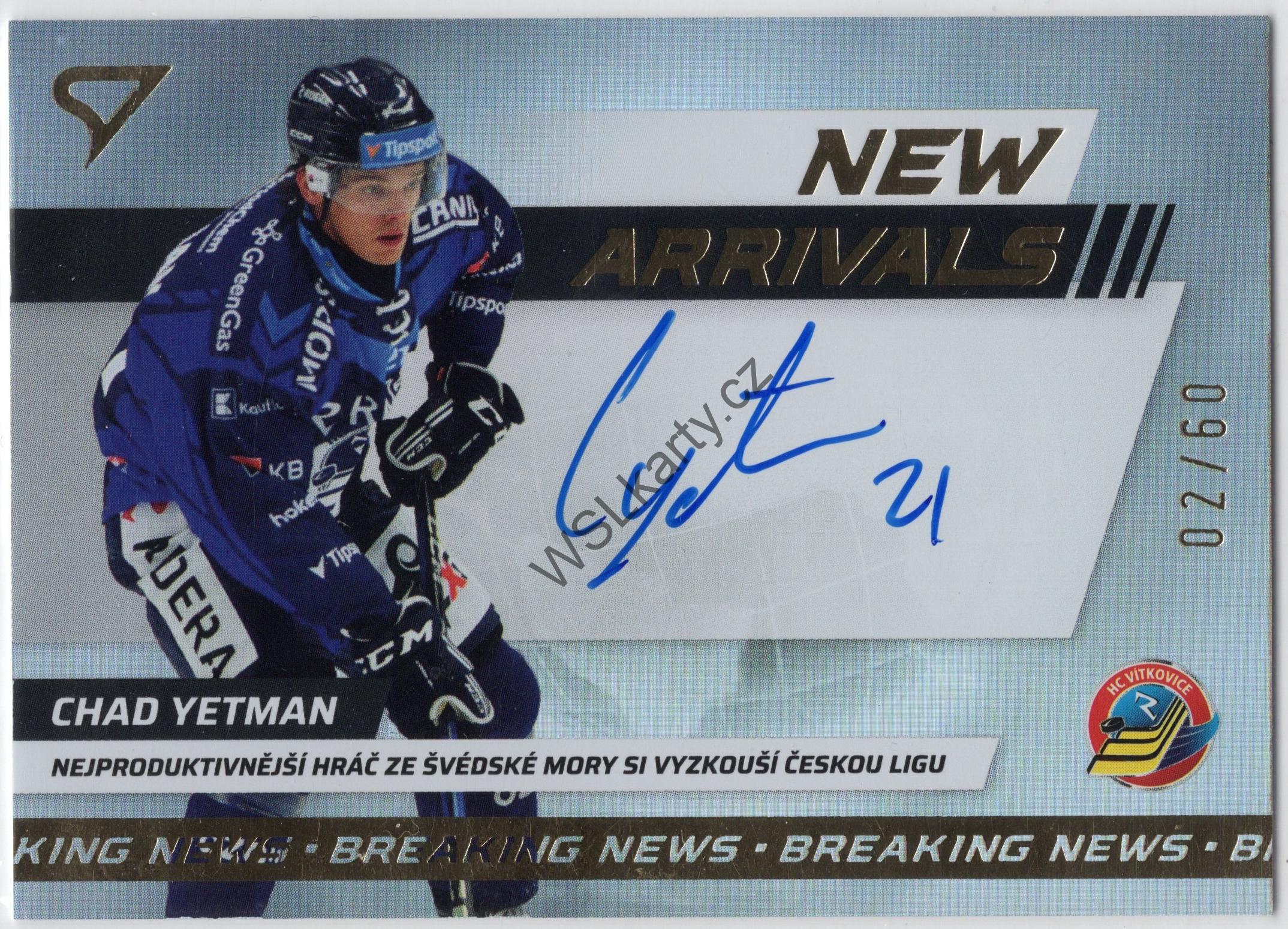 Chad YETMAN - SportZoo 24-25 NEW ARRIVALS AUTO #NAS-CY (VIT)