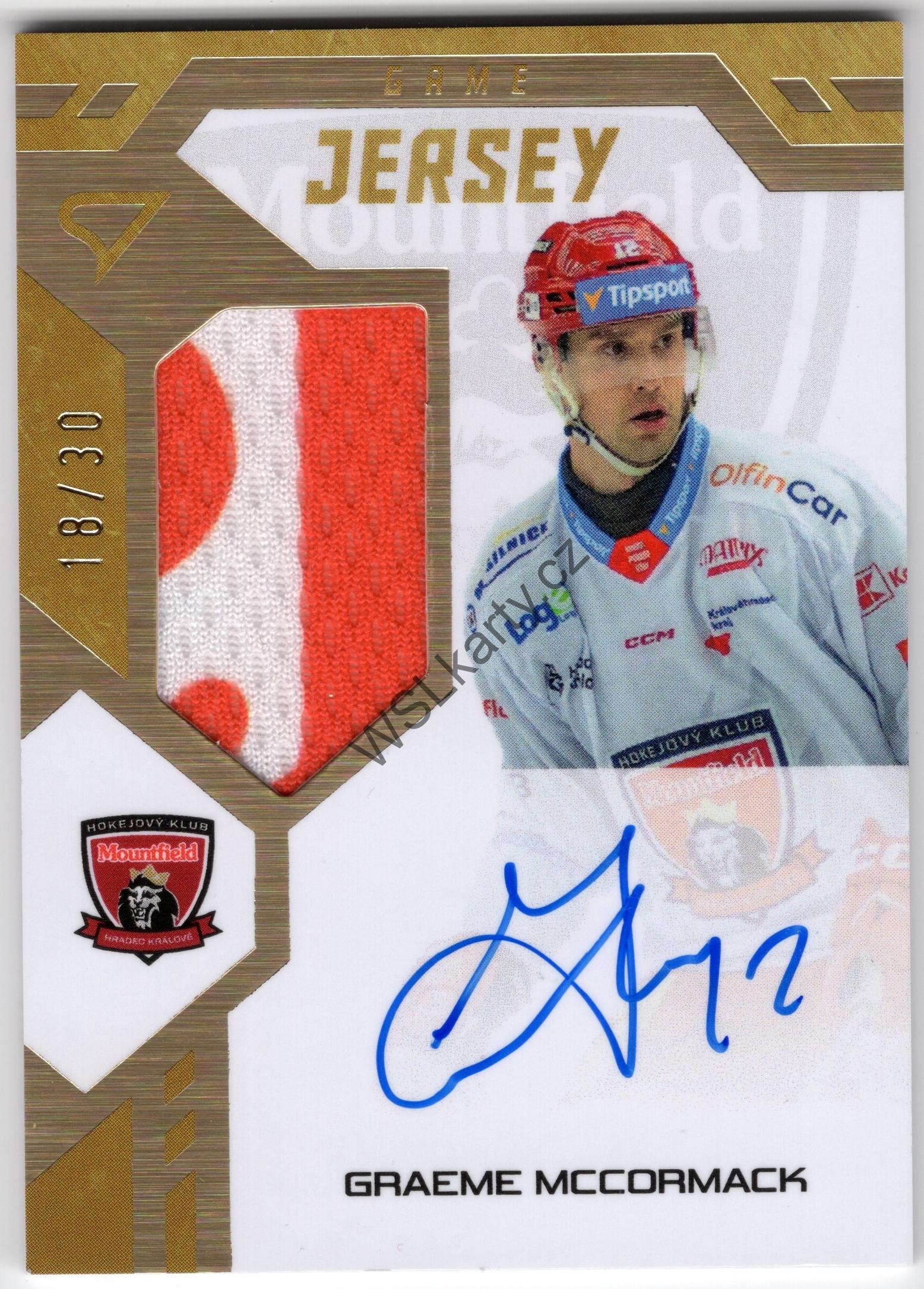 Graeme McCORMACK - SportZoo 24-25 GAME JERSEY #GJS-GM AUTO (MHK)